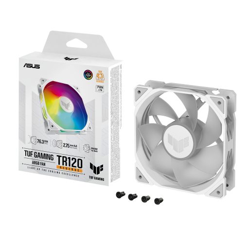 ASUS TUF GAMING TR120 ARGB REVERSE 1-pack White Számítógép ház Hűtő 12 cm Fehér