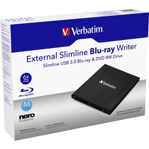 Verbatim External Slimline optikai meghajtó Blu-Ray RW Fekete
