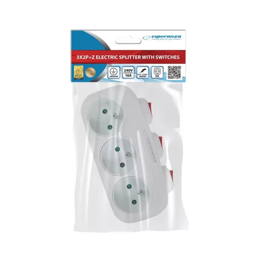Esperanza ELK307W Electrical Splitter 3 sockets switch White