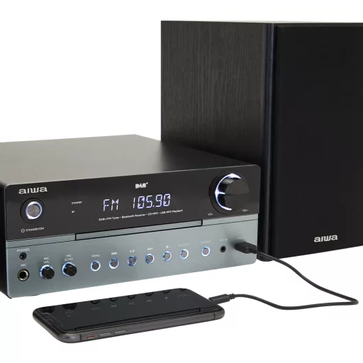 Aiwa MSBTU-700DAB házi hangrendszer Otthoni mikro hangrendszer 25 W Sarki kék, Fekete