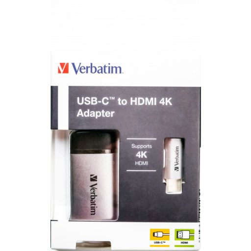 Verbatim 49143 video átalakító kábel 0,1 M USB C-típus HDMI Fekete, Ezüst