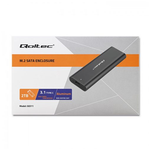 Qoltec 50312 tárolóegység burkolat Külső SSD ház Fekete M.2