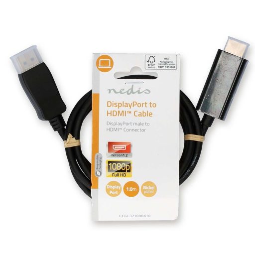 Nedis CCGL37100BK10 video átalakító kábel 1 M DisplayPort HDMI A-típus (Standard) Fekete
