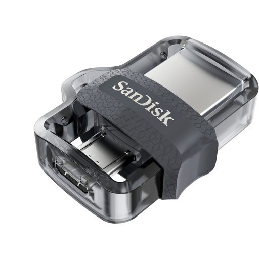 SanDisk Ultra Dual m3.0 USB flash meghajtó 256 GB USB Type-A / Micro-USB 3.2 Gen 1 (3.1 Gen 1) Fekete, Ezüst, Átlátszó