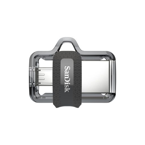 SanDisk Ultra Dual m3.0 USB flash meghajtó 256 GB USB Type-A / Micro-USB 3.2 Gen 1 (3.1 Gen 1) Fekete, Ezüst, Átlátszó