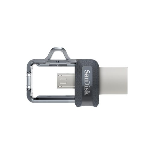 SanDisk Ultra Dual m3.0 USB flash meghajtó 256 GB USB Type-A / Micro-USB 3.2 Gen 1 (3.1 Gen 1) Fekete, Ezüst, Átlátszó