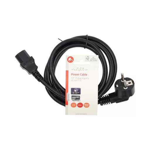 Nedis CEGL10015BK20 tápkábel Fekete 2 M F típusú hálózati csatlakozó IEC 320