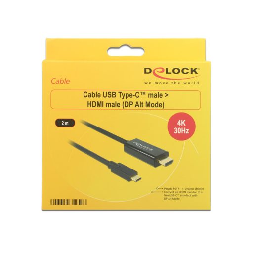 DeLOCK 85259 video átalakító kábel 2 M USB C-típus HDMI Fekete