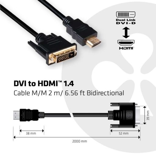 CLUB3D CAC-1210 video átalakító kábel DVI Dual Link HDMI A-típus (Standard) Fekete