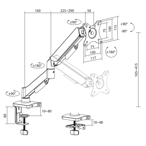 ACT AC8313 asztali TV konzol 86,4 cm (34") Fekete