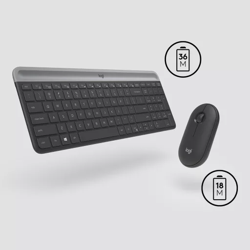 Logitech 920-009204 billentyűzet Egér mellékelve Univerzális Vezeték nélküli RF QWERTY Nemzetközi amerikai Grafit