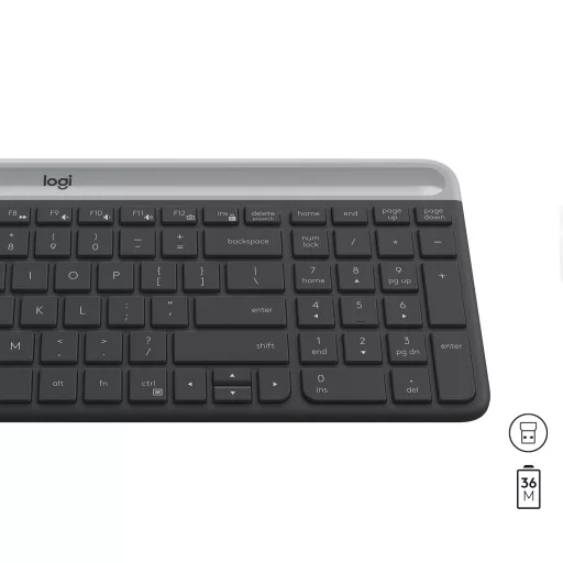 Logitech 920-009204 billentyűzet Egér mellékelve Univerzális Vezeték nélküli RF QWERTY Nemzetközi amerikai Grafit