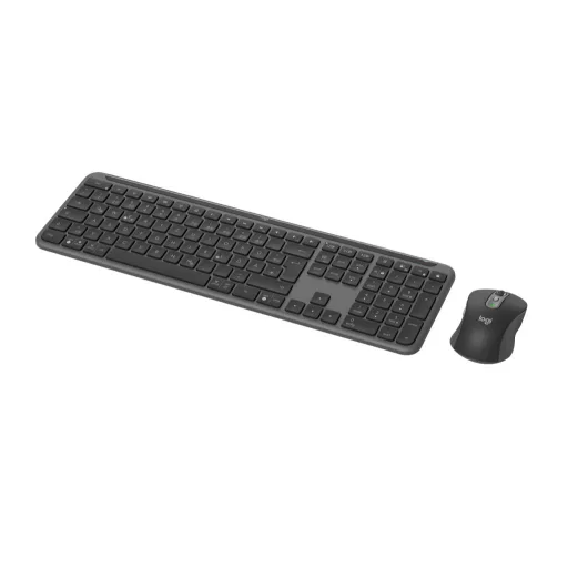 Logitech 920-012483 billentyűzet Egér mellékelve Irodai RF vezeték nélküli + Bluetooth QWERTZ Német Grafit