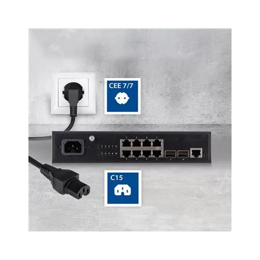 ACT AK5313 tápkábel Fekete 2 M CEE7/7 C15 csatlakozó