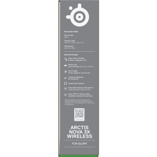 Steelseries Arctis Nova 3X Headset Vezeték nélküli Fejpánt Zene/általános Bluetooth Fekete