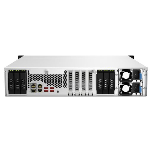 QNAP TS-h1887XU-RP NAS Rack (2U) Intel Xeon E E-2334 16 GB DDR4 0 TB QuTS hero Fekete, Fehér