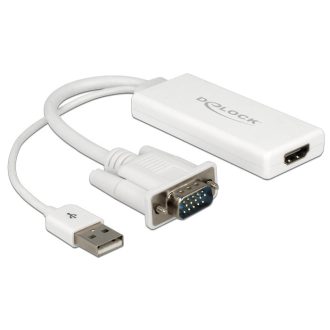   DeLOCK 62460 video átalakító kábel 0,25 M HDMI A-típus (Standard) VGA (D-Sub) + USB Fehér