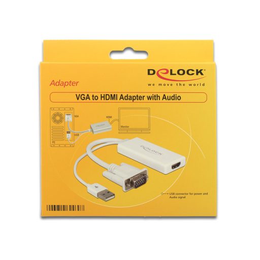 DeLOCK 62460 video átalakító kábel 0,25 M HDMI A-típus (Standard) VGA (D-Sub) + USB Fehér
