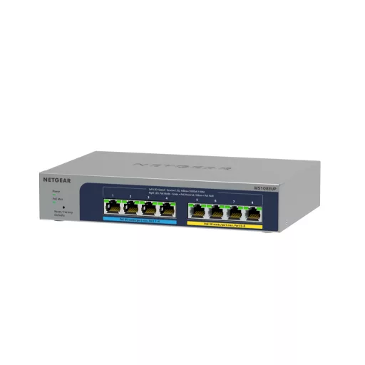 NETGEAR 8-port Ultra60 PoE++ Multi-Gigabit (2.5G) Ethernet Plus Switch Vezérelt L2/L3 2.5G Ethernet (100/1000/2500) Ethernet-áramellátás (PoE) támogatása Szürke