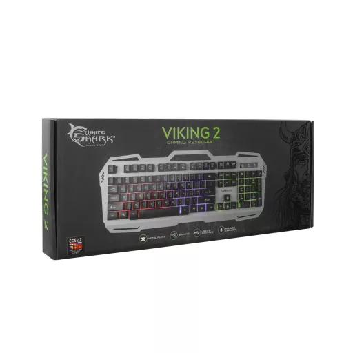 White Shark VIKING-2 billentyűzet Játék USB QWERTZ Magyar Ezüst