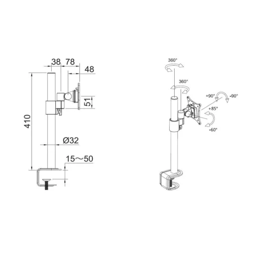 Multibrackets 5822 asztali TV konzol 76,2 cm (30") Fekete