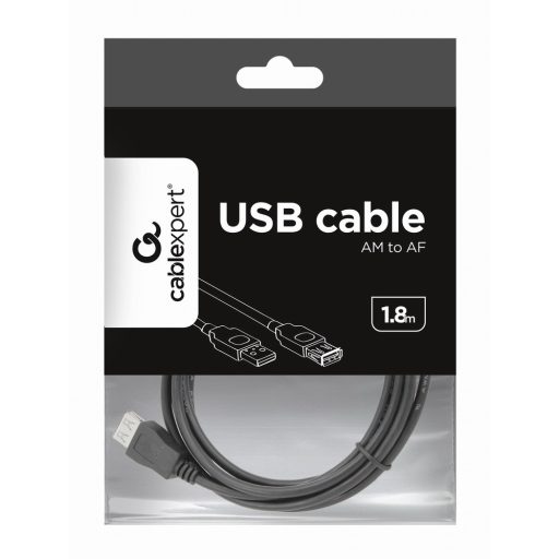 Gembird 1.8m USB 2.0 A M/FM USB kábel 1,8 M USB A Fekete