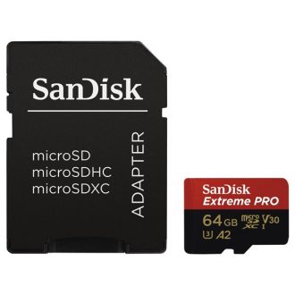   Sandisk 64GB microSDXC Extreme Pro Class 10 UHS-I A2 C10 V30 + adapterrel