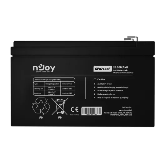 nJoy GP07122F VRLA AGM 12 V