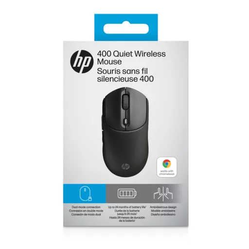 HP 400 Quiet Black Wireless Mouse egér Otthoni Kétkezes RF vezeték nélküli + Bluetooth 6000 DPI