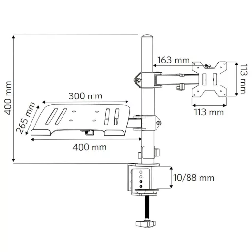 Techly ICA-LCD 174NB asztali TV konzol 81,3 cm (32") Fekete