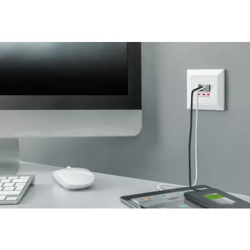Digitus DA-70618 csatlakozóaljzat 2 x USB A + 1 x USB C Fehér