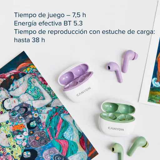 Canyon TWS-5 Headset Vezeték nélküli Hallójárati Hívások/zene/sport/általános USB C-típus Bluetooth Ibolya