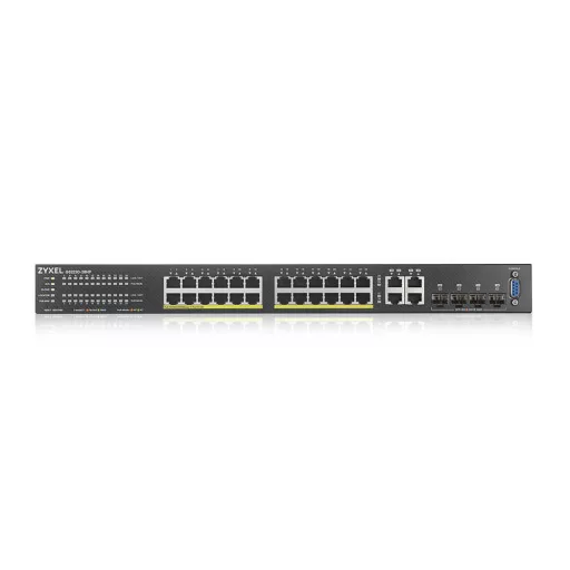 Zyxel GS2220-28HP-EU0101F hálózati kapcsoló Vezérelt L2 Gigabit Ethernet (10/100/1000) Ethernet-áramellátás (PoE) támogatása Fekete