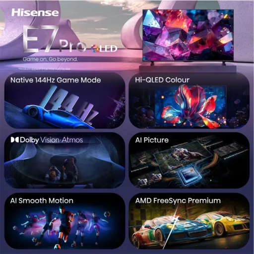Hisense 50E7S PRO 127 cm (50") UHD+ Smart TV Wi-Fi Fekete 350 cd/m²