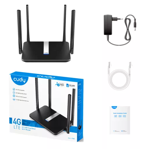 Cudy LT500 vezetéknélküli router Fast Ethernet Kétsávos (2,4 GHz / 5 GHz) 4G Fekete