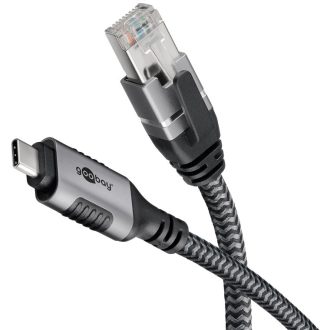   Goobay 70752 csatlakozó átlakító USB C RJ-45 Fekete, Ezüst