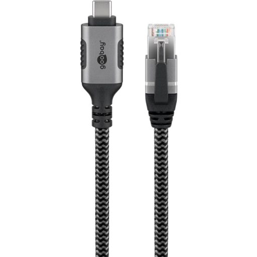 Goobay 70752 csatlakozó átlakító USB C RJ-45 Fekete, Ezüst
