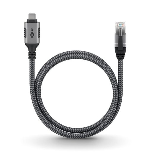 Goobay 70752 csatlakozó átlakító USB C RJ-45 Fekete, Ezüst