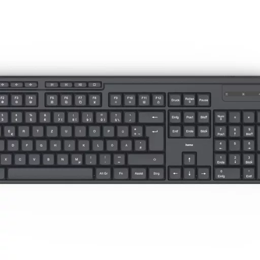 Hama WKM-200 billentyűzet Egér mellékelve Otthoni/irodai Vezeték nélküli RF QWERTZ Német Fekete