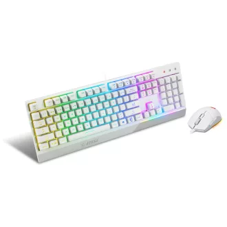   MSI VIGOR GK30 billentyűzet Egér mellékelve Játék USB QWERTY Nemzetközi amerikai Fehér