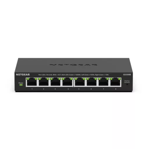 NETGEAR GS308E Vezérelt L2/L3 Gigabit Ethernet (10/100/1000) Fekete