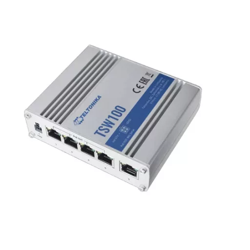Teltonika TSW100 hálózati kapcsoló Gigabit Ethernet (10/100/1000) Ethernet-áramellátás (PoE) támogatása Kék, Fémes
