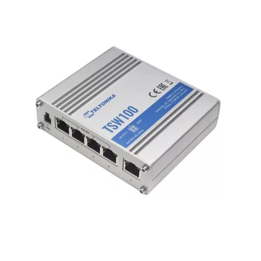 Teltonika TSW100 hálózati kapcsoló Gigabit Ethernet (10/100/1000) Ethernet-áramellátás (PoE) támogatása Kék, Fémes