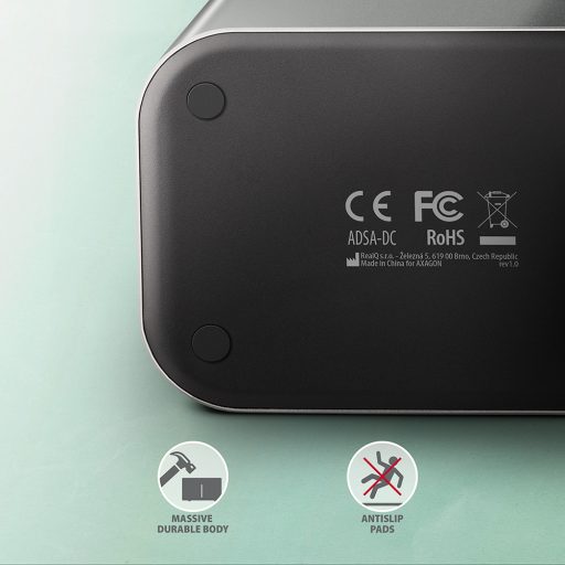 Axagon AXG ADSA-DC - Docking- und Kopierstation 2x 2.5''/3.5'' SATA USB 3.0 - Digital/Daten USB 3.2 Gen 1 (3.1 Gen 1) Type-A Szürke