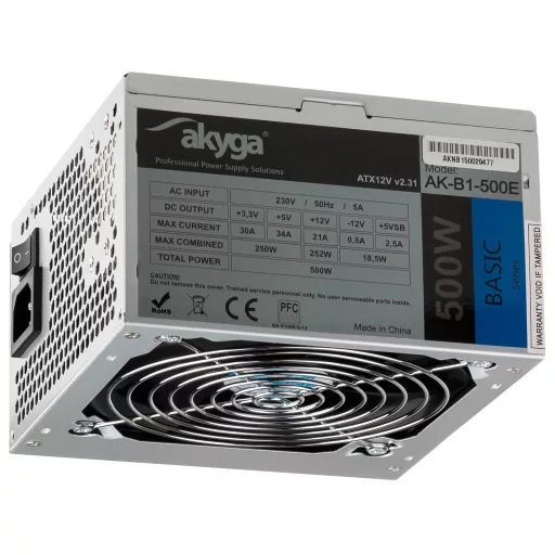 Akyga AK-B1-500E 500 W 20+4 pin ATX ATX Szürke