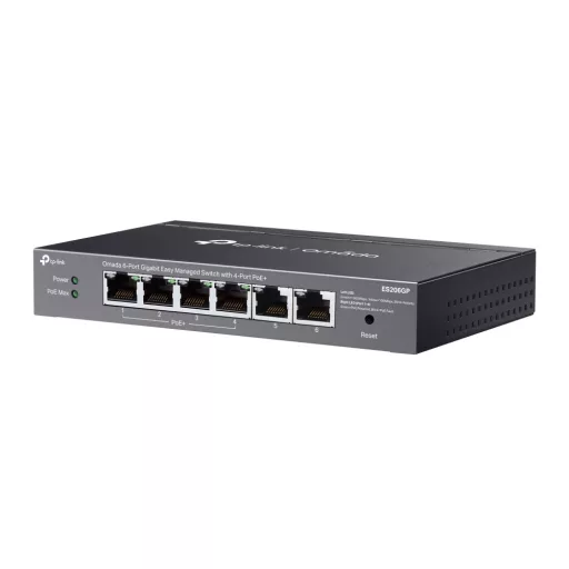 TP-Link Omada ES206GP hálózati kapcsoló Vezérelt Gigabit Ethernet (10/100/1000) Ethernet-áramellátás (PoE) támogatása Fekete