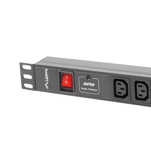Lanberg PDU-08I-0200-C20-BK áramelosztó egység (PDU) 8 AC kimenet(ek) 1U Fekete