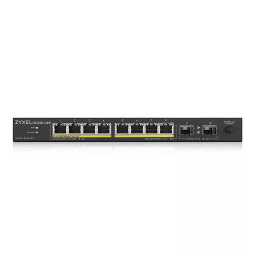 Zyxel GS1100-10HP v2 Beállítást nem igénylő (unmanaged) Gigabit Ethernet (10/100/1000) Ethernet-áramellátás (PoE) támogatása Fekete