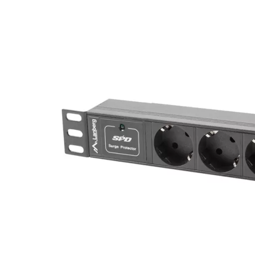 Lanberg PDU-03F-0200-BK áramelosztó egység (PDU) 3 AC kimenet(ek) 1U Fekete