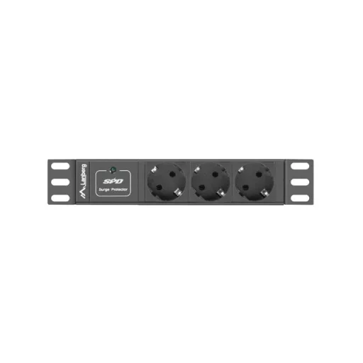 Lanberg PDU-03F-0200-BK áramelosztó egység (PDU) 3 AC kimenet(ek) 1U Fekete